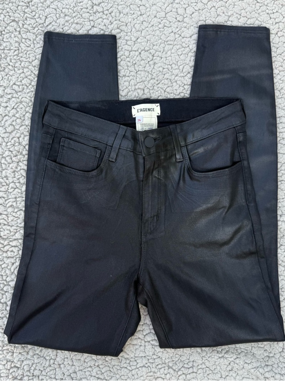 L'Agence Black Coated Skinny Jeggings